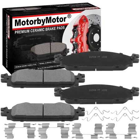 Motorbymotor MotorbyMotor Front Ceramic Brake Pads w/Hardware Kits D1508(4Pack) BPD1508